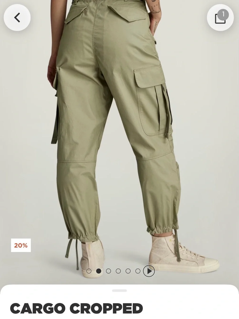 G-Star Olive Green Cropped Cargo Pants - Picture 6 of 9